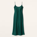 SatinWorks Green Satin Dress on a neutral background