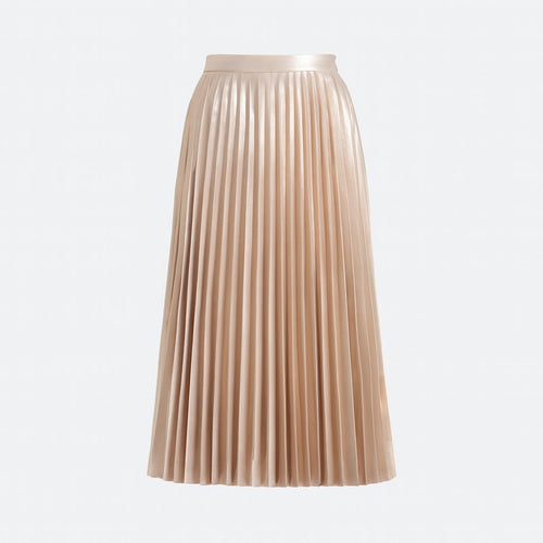 PolyesterWorks Gold Polyester Skirt on a neutral background