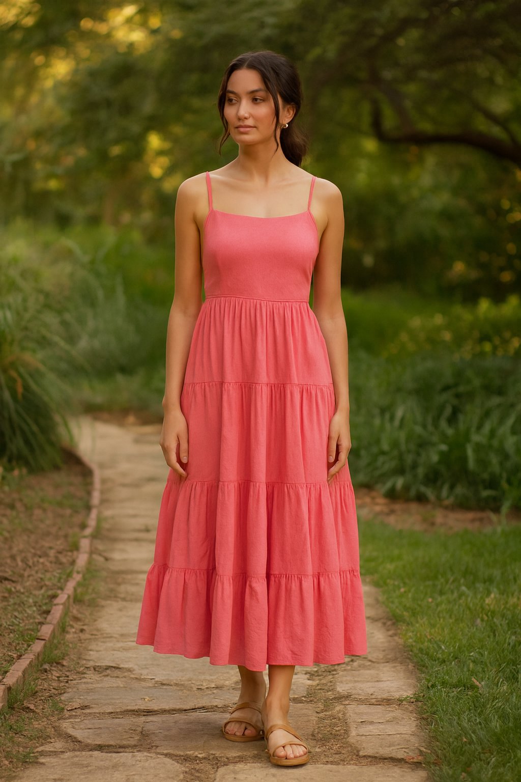 CottonWorks Pink Cotton Dress shown in a typical use setting