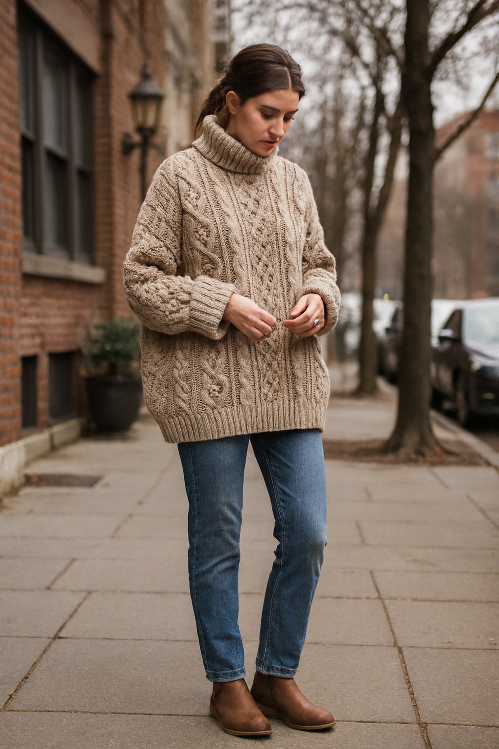 WoolCraft Beige Wool Sweater shown in a typical use setting