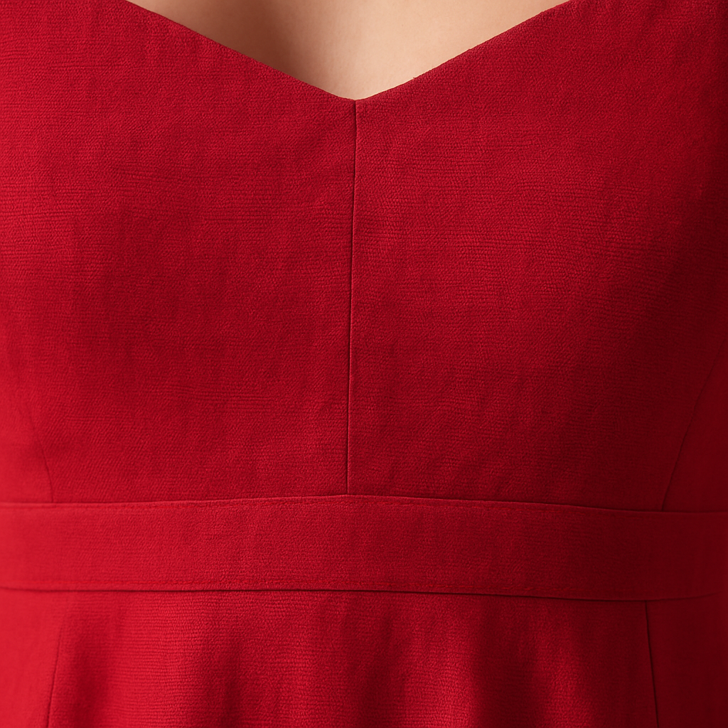 Close-up detail of CottonWorks Red Cotton Dress