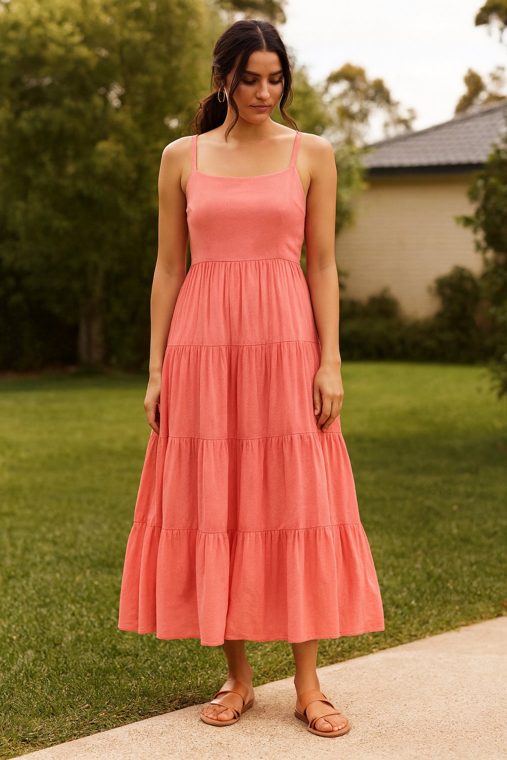 Person using CottonWorks Pink Cotton Dress